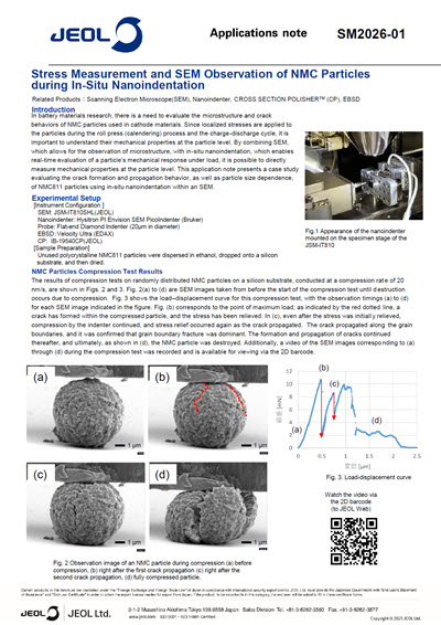 Stress Measurement and SEM Observation of NMC Particles during In-Situ Nanoindentation